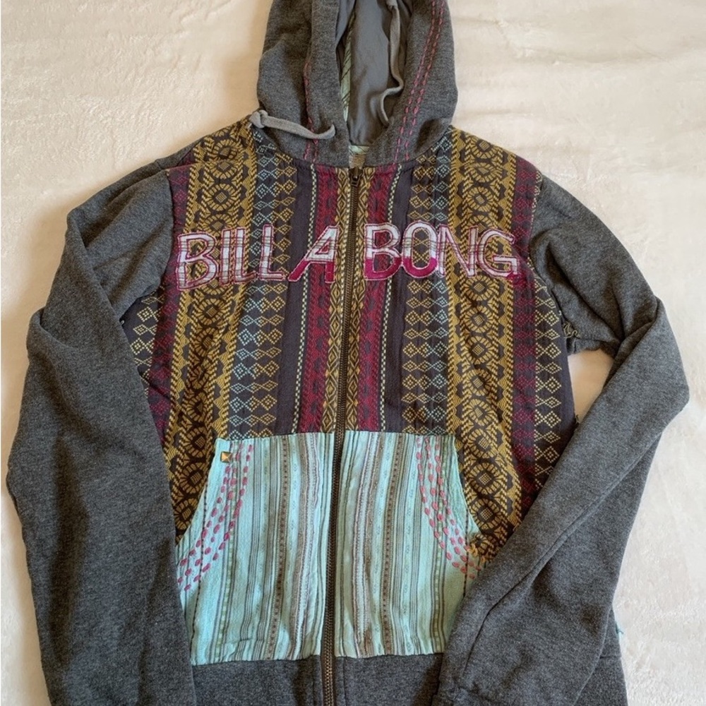 Billabong Gray Zip Up Hoodie